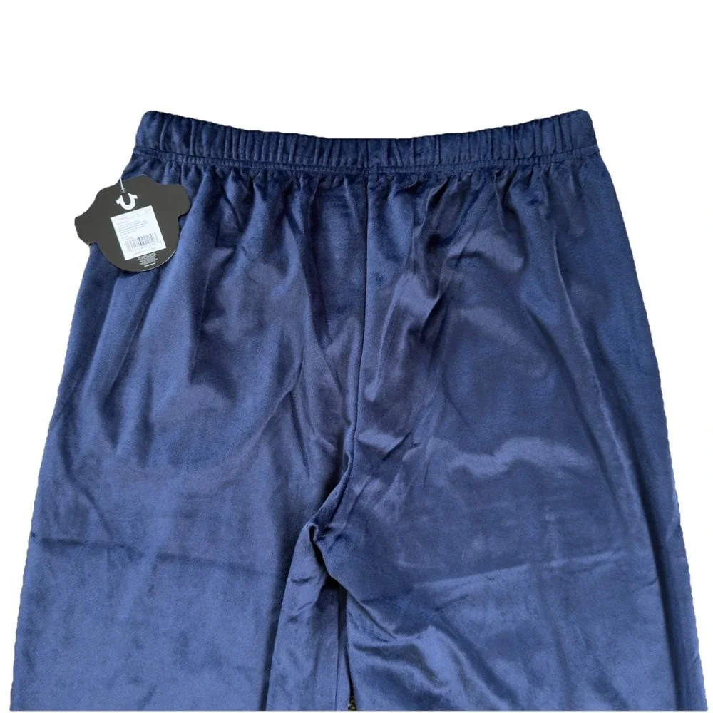 True Religion Pants Mens sz M Blue Velour‎ Sweatpants Logo Lounge Pockets NWT